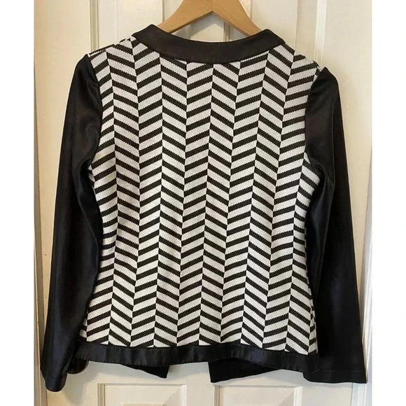 Picadilly Blazer Women’s XS Vintage 90’s Y2K Black  White Chevron Made In Canada - Picture 2 of 13